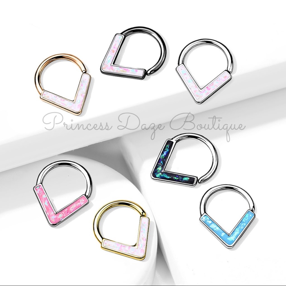 Opal Glitter Chevron‎ Bendable Hoop Nose Septum Cartilage Tragus Piercings